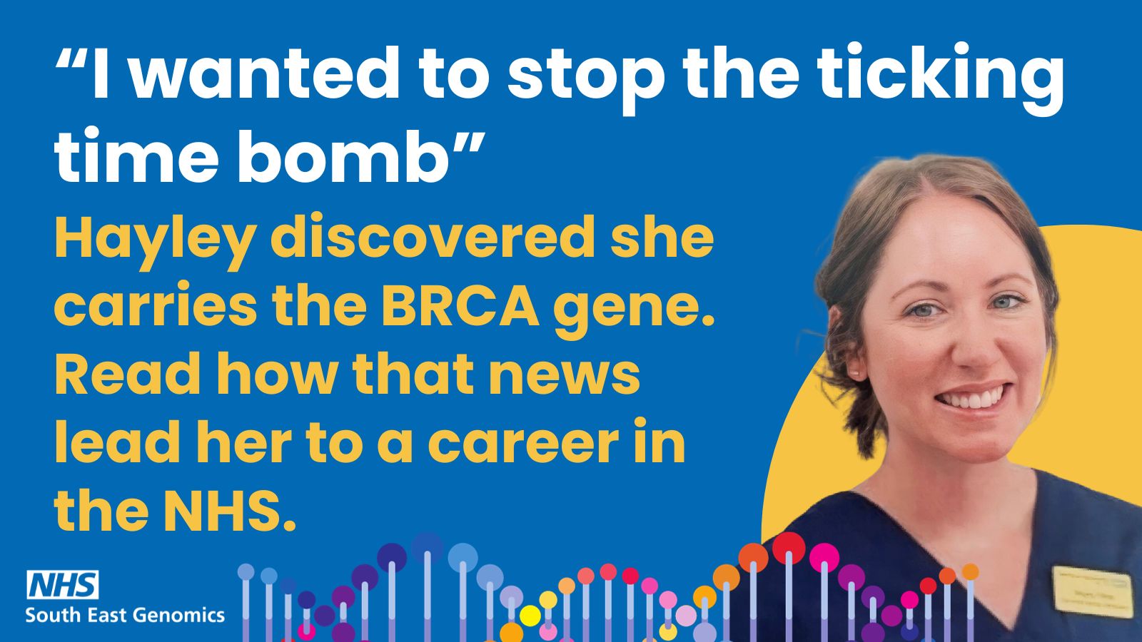 Photo of Hayley as she shares her experience of genetic testing for BRCA gene variations