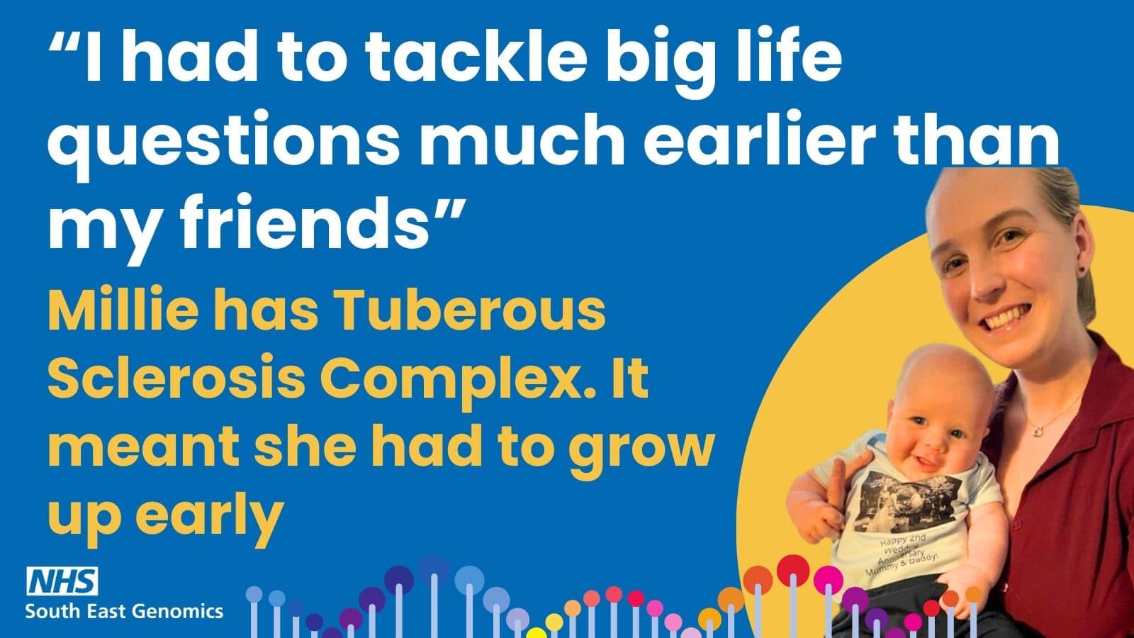 Photo of Millie as she shares her story of being diagnosed with a genetic condition called Tuberous Sclerosis Complex