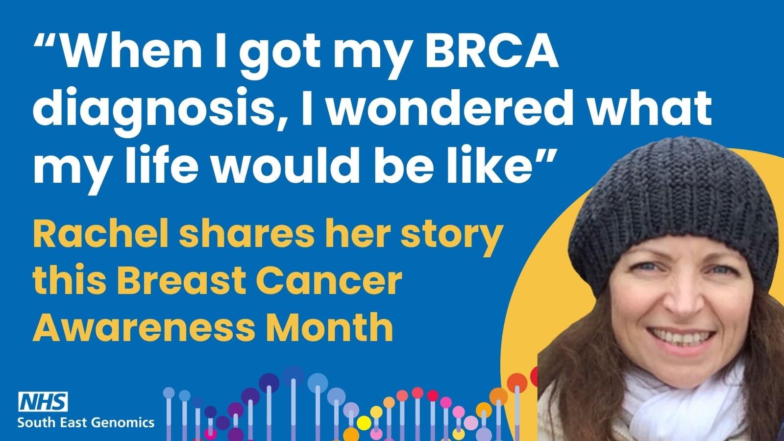 Photo of Rachel as she shares her experience of genetic testing due to her family history of breast cancer.