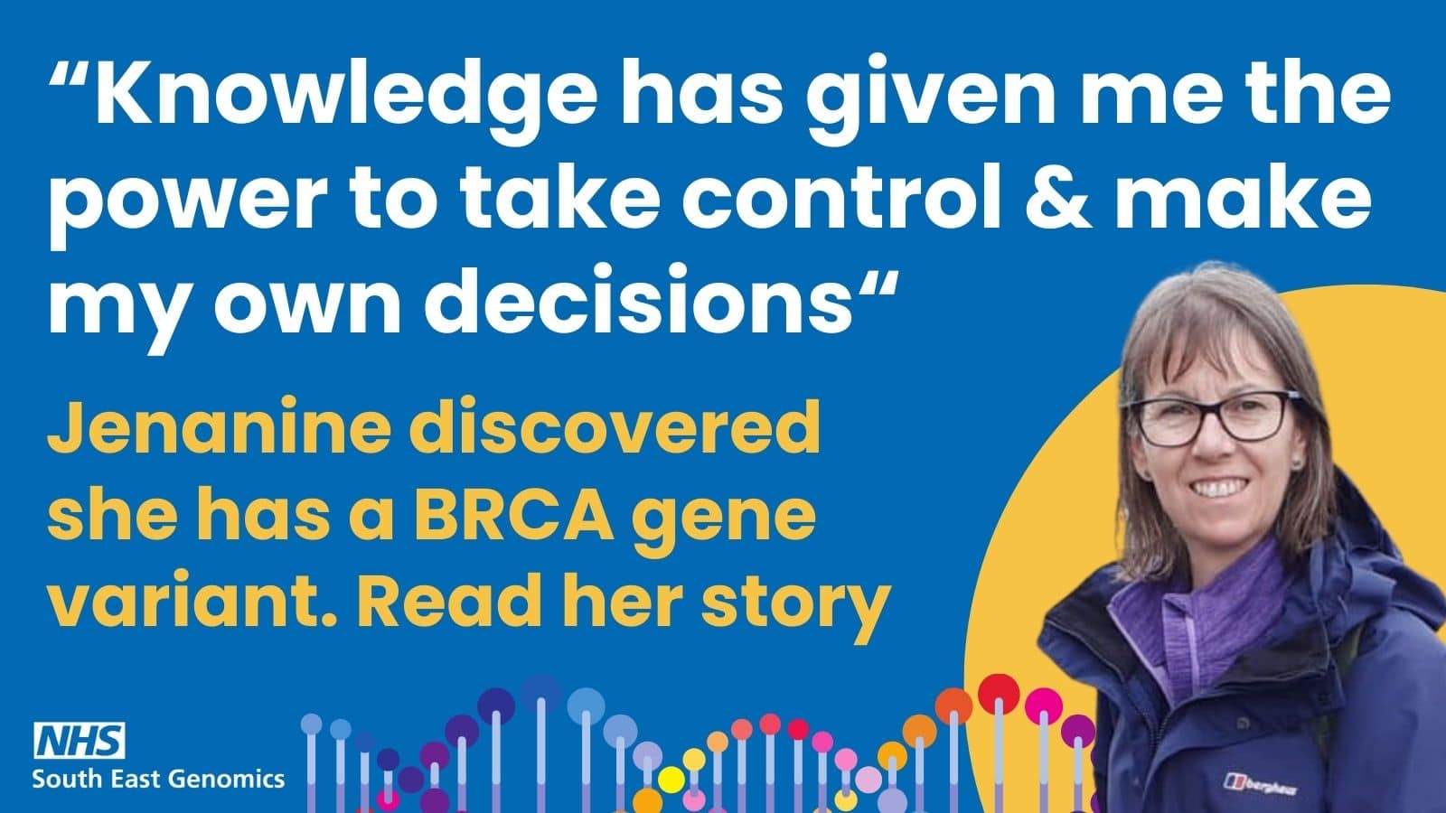 Picture of Jenanine who has a variation in her BRCA2 gene